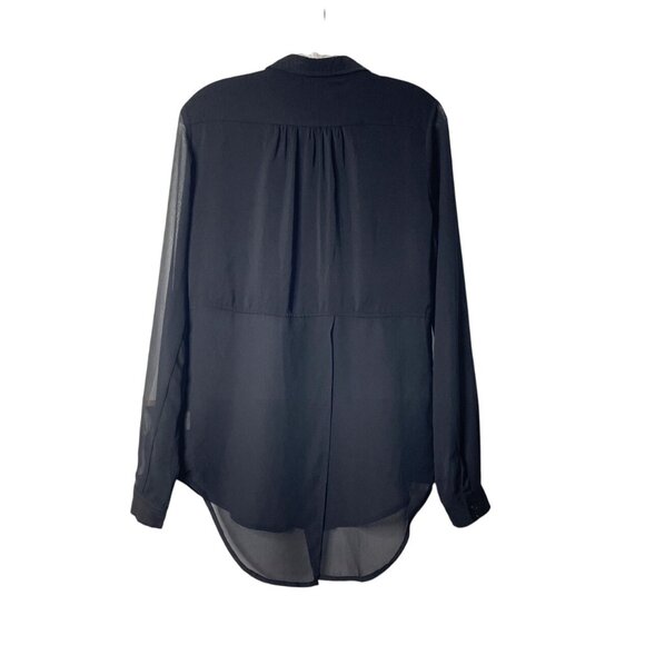 Free People Best of Both Worlds Black Sheer Long Sleeve Button-Down Blouse XS - Picture 3 of 9